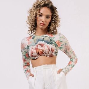 WE ARE HAH / FREE PEOPLE Floral Long Sleeve Swim Coverup